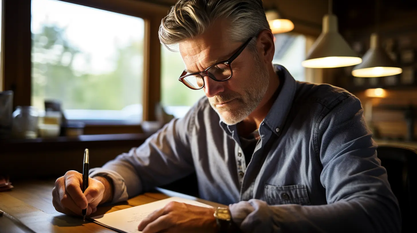 Man writing in a journal